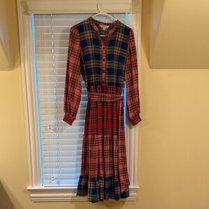 Boden Pink, Blue and Red Plaid Maxi Dress